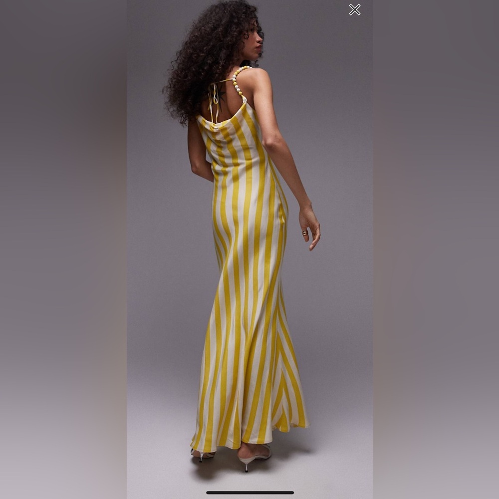 ASOS Yellow and White Cowl Neck Backless Maxi Dress